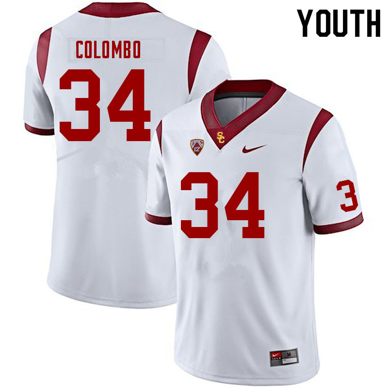 Youth #34 Matt Colombo USC Trojans College Football Jerseys Sale-White - Click Image to Close